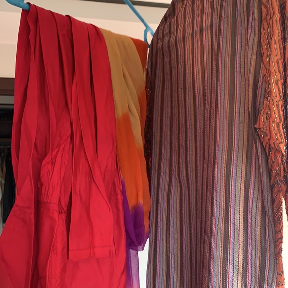 FESTIVE ORANGE A LINE KURTA:knee length with heavy all over zardozi work. - Picture 8 of 13